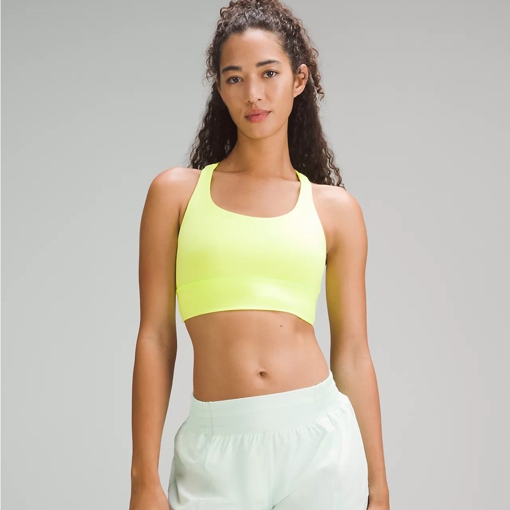 Lululemon Energy Longline Bra in Electric Lemon (size 12)
